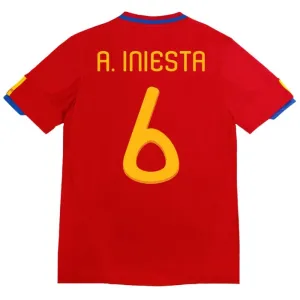 Španělsko A. Iniesta 6 2010 Domácí Dres Retro