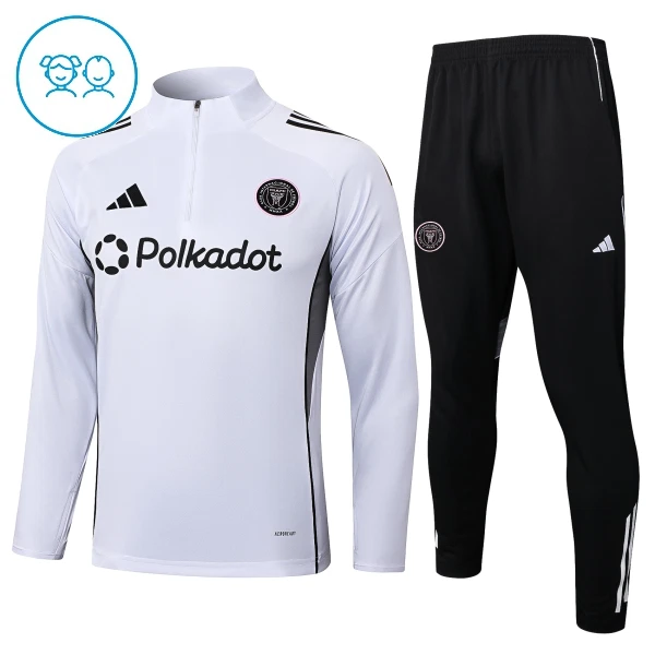 Inter Miami CF Dětský Tréninková Souprava s Mikinou na 1/4 Zip 2025/26 Bílá Inter Miami CF Dětský Tréninková Souprava s Mikinou na 1/4 Zip 2025/26 Bílá