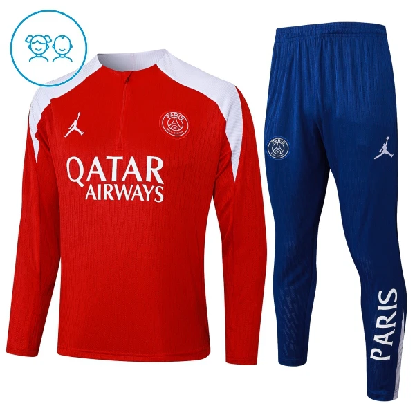 PSG Dětský Tréninková Souprava s Mikinou na 1/4 Zip 2025/26 Červená