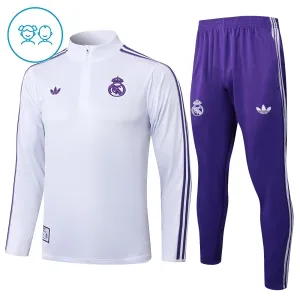 Real Madrid Dětský Tréninková Souprava s Mikinou na 1/4 Zip 2025/26 Bílá