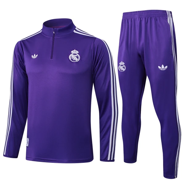 Real Madrid Tréninková Souprava s Mikinou na 1/4 Zip 2025/26 Fialová Real Madrid Tréninková Souprava s Mikinou na 1/4 Zip 2025/26 Fialová