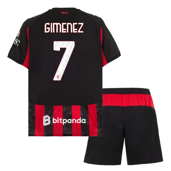 AC Milan Santiago Gimenez 7 Dětský Domácí Dres 2025/26