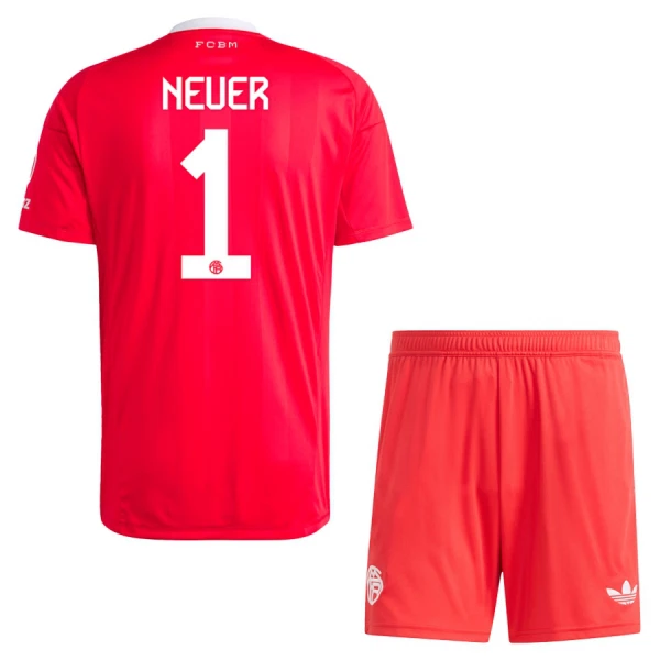 FC Bayern Mnichov Manuel Neuer 1 Dětský Brankářské Dres 2025/26 Červená FC Bayern Mnichov Manuel Neuer 1 Dětský Brankářské Dres 2025/26 Červená