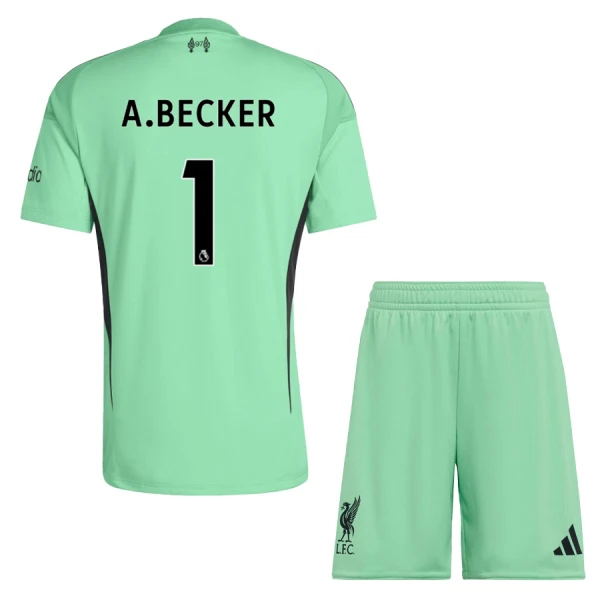 Liverpool Alisson Becker 1 Dětský Brankářské Dres 2025/26 Zelená Liverpool Alisson Becker 1 Dětský Brankářské Dres 2025/26 Zelená