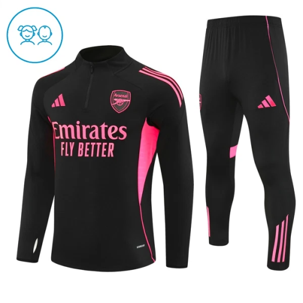 Arsenal Dětský Tréninková Souprava s Mikinou na 1/4 Zip 2025/26 Černá