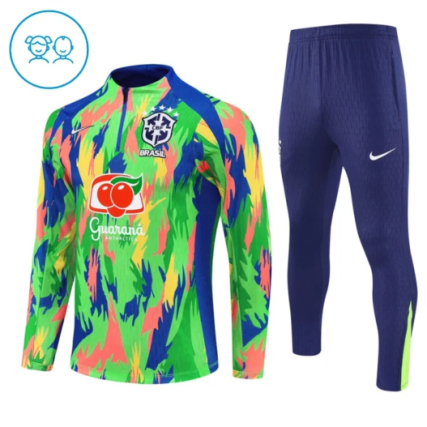 Brazílie Dětský Tréninková Souprava s Mikinou na 1/4 Zip 2025/26 Zelená Brazílie Dětský Tréninková Souprava s Mikinou na 1/4 Zip 2025/26 Zelená