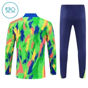Brazílie Dětský Tréninková Souprava s Mikinou na 1/4 Zip 2025/26 Zelená