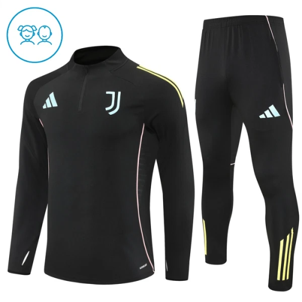 Juventus Dětský Tréninková Souprava s Mikinou na 1/4 Zip 2025/26 Černá Juventus Dětský Tréninková Souprava s Mikinou na 1/4 Zip 2025/26 Černá