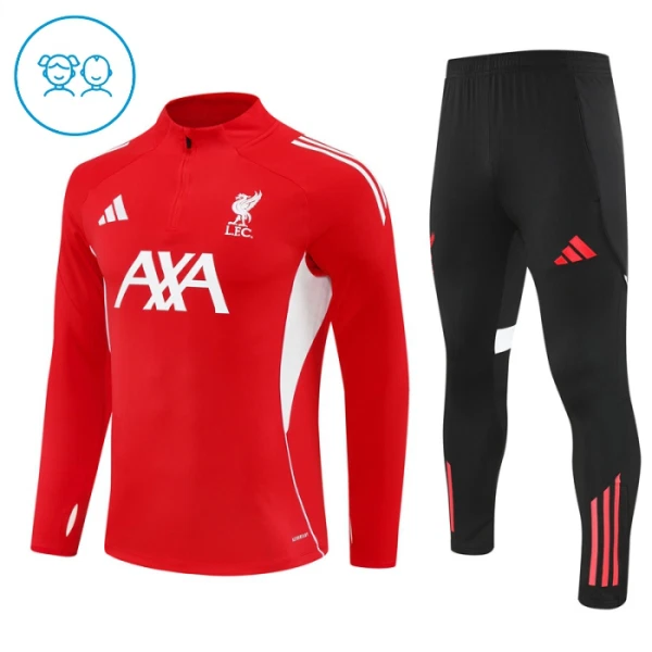 Liverpool Dětský Tréninková Souprava s Mikinou na 1/4 Zip 2025/26 Červená Liverpool Dětský Tréninková Souprava s Mikinou na 1/4 Zip 2025/26 Červená