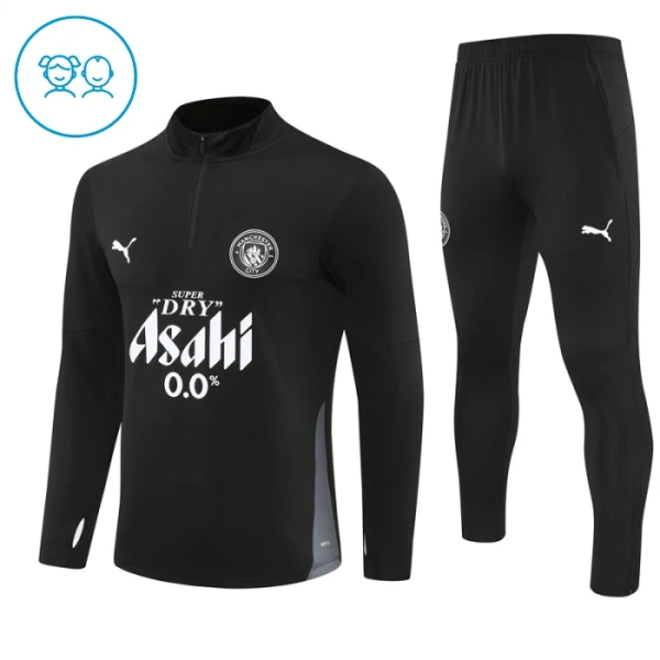 Manchester City Dětský Tréninková Souprava s Mikinou na 1/4 Zip 2025/26 Černá Manchester City Dětský Tréninková Souprava s Mikinou na 1/4 Zip 2025/26 Černá