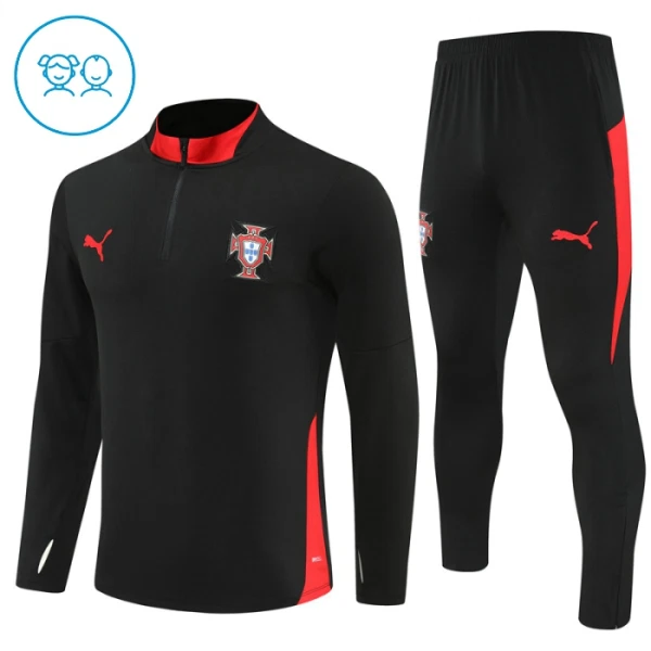 Portugalsko Dětský Tréninková Souprava s Mikinou na 1/4 Zip 2025/26 Černá