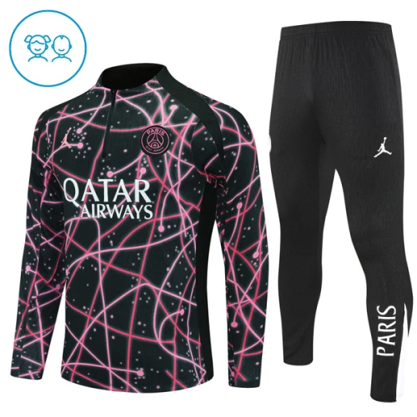 PSG Dětský Tréninková Souprava s Mikinou na 1/4 Zip 2025/26 Černá PSG Dětský Tréninková Souprava s Mikinou na 1/4 Zip 2025/26 Černá