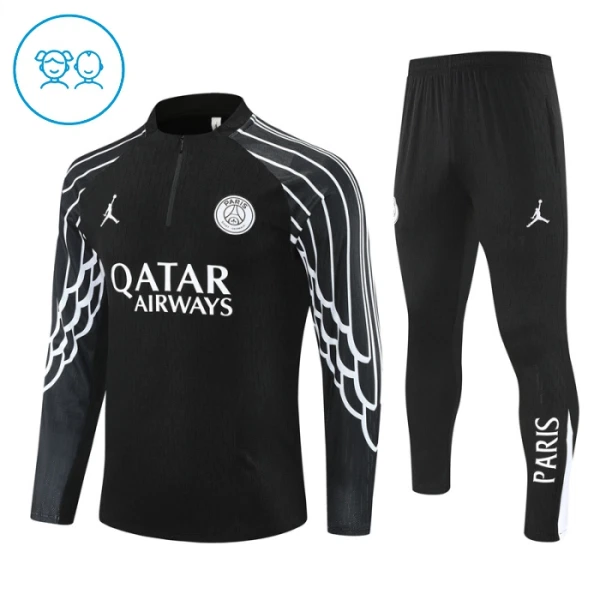 PSG Dětský Tréninková Souprava s Mikinou na 1/4 Zip 2025/26 Černá PSG Dětský Tréninková Souprava s Mikinou na 1/4 Zip 2025/26 Černá