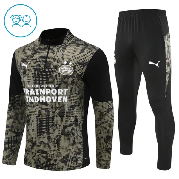 PSV Eindhoven Dětský Tréninková Souprava s Mikinou na 1/4 Zip 2025/26 Černá
