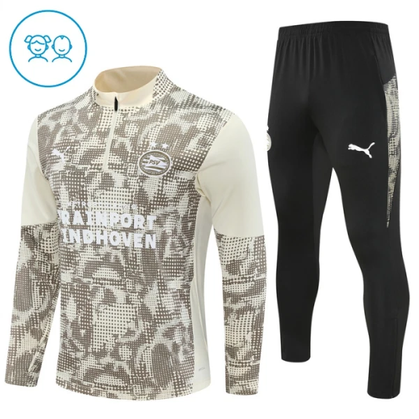 PSV Eindhoven Dětský Tréninková Souprava s Mikinou na 1/4 Zip 2025/26 Šedá