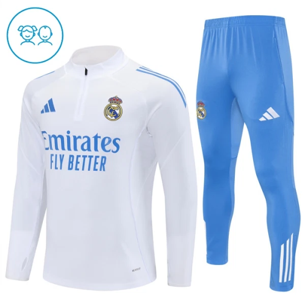 Real Madrid Dětský Tréninková Souprava s Mikinou na 1/4 Zip 2025/26 Bílá Real Madrid Dětský Tréninková Souprava s Mikinou na 1/4 Zip 2025/26 Bílá