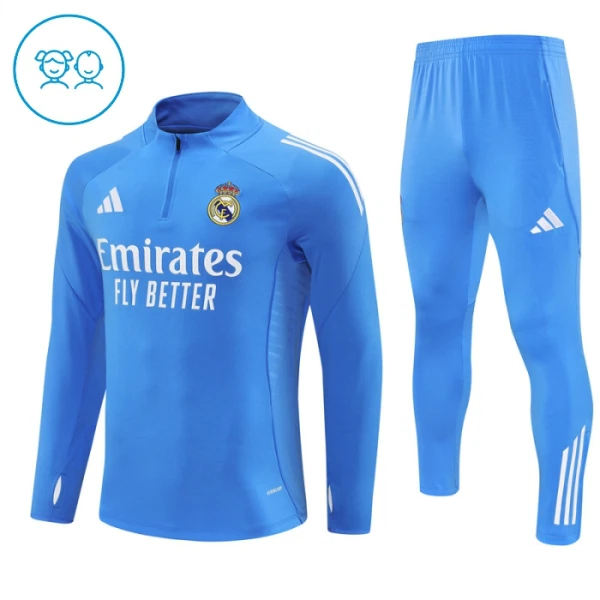 Real Madrid Dětský Tréninková Souprava s Mikinou na 1/4 Zip 2025/26 Modrá Real Madrid Dětský Tréninková Souprava s Mikinou na 1/4 Zip 2025/26 Modrá