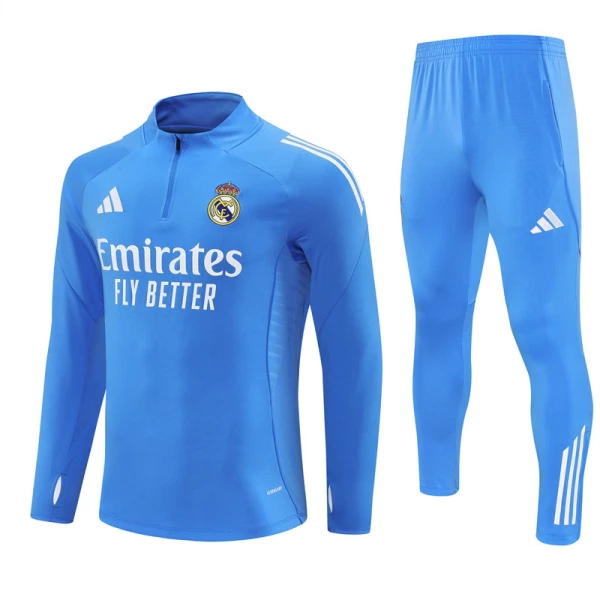 Real Madrid Tréninková Souprava s Mikinou na 1/4 Zip 2025/26 Modrá