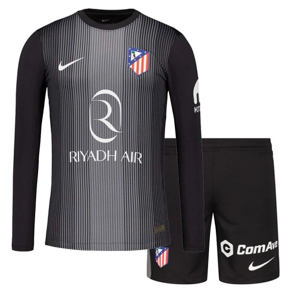 Atlético Madrid Dětský Brankářské Dres 2025/26 Černá - Dlouhý Rukáv