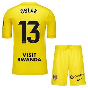 Atlético Madrid Jan Oblak 13 Dětský Brankářské Dres 2025/26 Žlutá