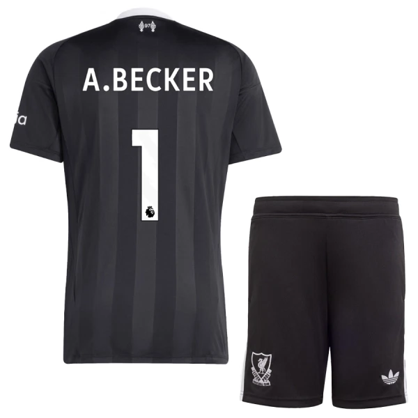 Liverpool Alisson Becker 1 Dětský Brankářské Dres 2025/26 Černá Liverpool Alisson Becker 1 Dětský Brankářské Dres 2025/26 Černá