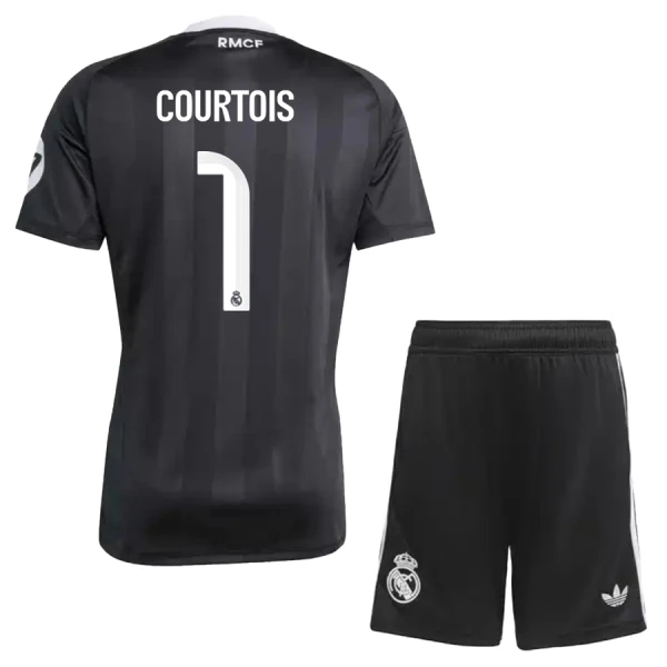 Real Madrid Thibaut Courtois 1 Dětský Brankářské Dres 2025/26 Černá Real Madrid Thibaut Courtois 1 Dětský Brankářské Dres 2025/26 Černá