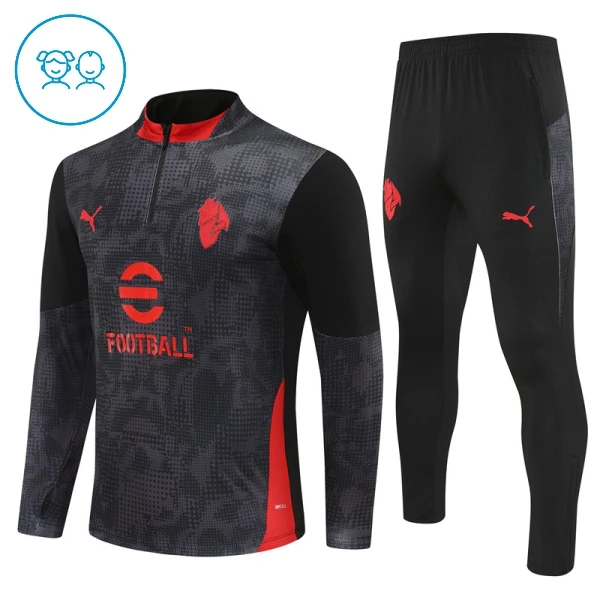 AC Milan Dětský Tréninková Souprava s Mikinou na 1/4 Zip 2025/26 Černá AC Milan Dětský Tréninková Souprava s Mikinou na 1/4 Zip 2025/26 Černá