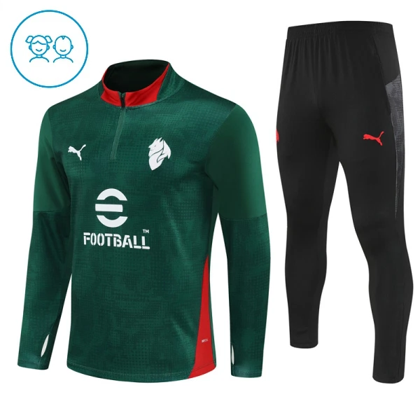 AC Milan Dětský Tréninková Souprava s Mikinou na 1/4 Zip 2025/26 Zelená