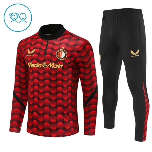 Feyenoord Rotterdam Dětský Tréninková Souprava s Mikinou na 1/4 Zip 2025/26 Červená Feyenoord Rotterdam Dětský Tréninková Souprava s Mikinou na 1/4 Zip 2025/26 Červená