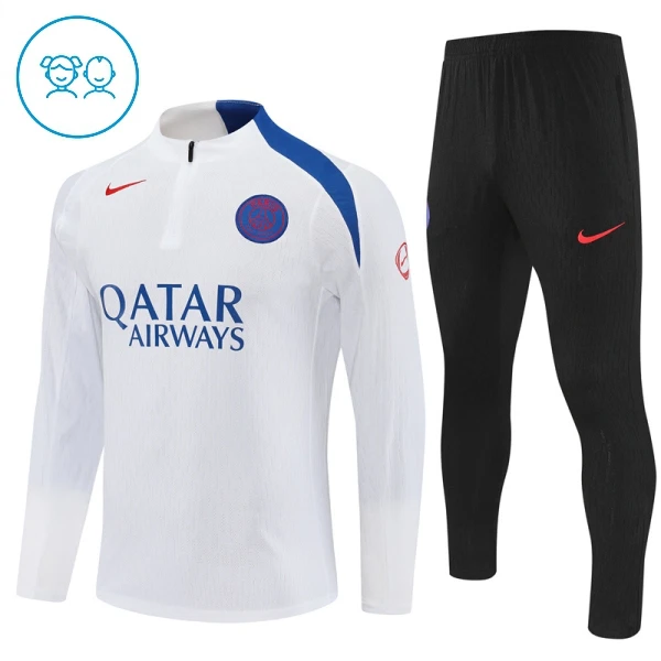 PSG Dětský Tréninková Souprava s Mikinou na 1/4 Zip 2025/26 Bílá