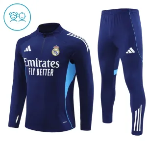Real Madrid Dětský Tréninková Souprava s Mikinou na 1/4 Zip 2025/26 Tmavě modrá