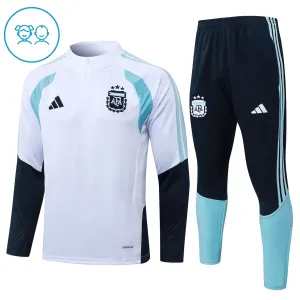 Argentina Dětský Tréninková Souprava s Mikinou na 1/4 Zip 2026/27 Bílá Argentina Dětský Tréninková Souprava s Mikinou na 1/4 Zip 2026/27 Bílá