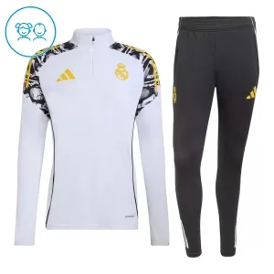 Real Madrid Dětský Tréninková Souprava s Mikinou na 1/4 Zip 2026/27 Bílá Real Madrid Dětský Tréninková Souprava s Mikinou na 1/4 Zip 2026/27 Bílá