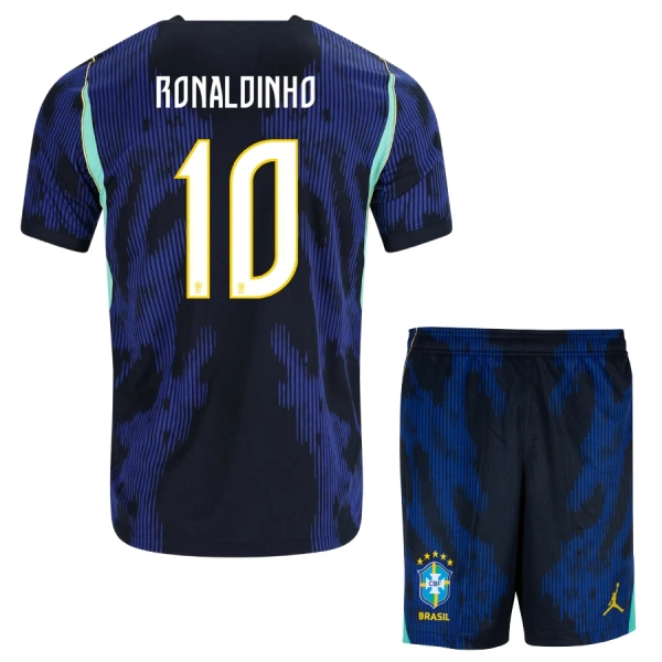 Brazílie Ronaldinho 10 Dětský Venkovní Dres MS 2026 Brazílie Ronaldinho 10 Dětský Venkovní Dres MS 2026