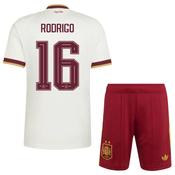 Španělsko 2 Stars Rodrigo 16 Dětský Venkovní Dres MS 2026 Španělsko 2 Stars Rodrigo 16 Dětský Venkovní Dres MS 2026