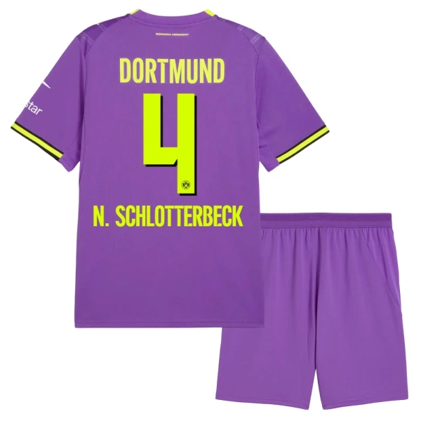 Borussia Dortmund Nico Schlotterbeck 4 Dětský Třetí Dres 2026/27 Borussia Dortmund Nico Schlotterbeck 4 Dětský Třetí Dres 2026/27