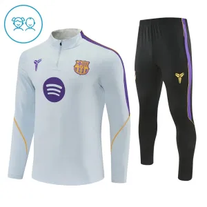 Barcelona Dětský Tréninková Souprava s Mikinou na 1/4 Zip 2026/27 Bílá