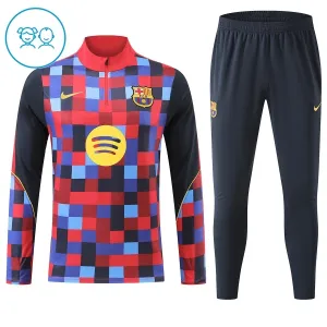 Barcelona Dětský Tréninková Souprava s Mikinou na 1/4 Zip 2026/27 Červená