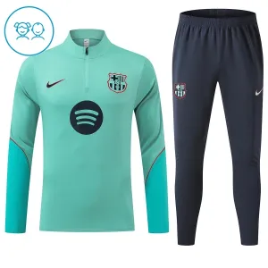 Barcelona Dětský Tréninková Souprava s Mikinou na 1/4 Zip 2026/27 Zelená