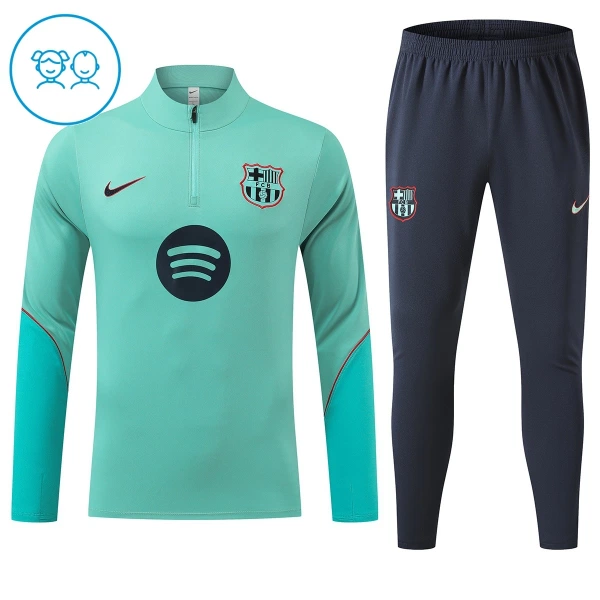 Barcelona Dětský Tréninková Souprava s Mikinou na 1/4 Zip 2026/27 Zelená Barcelona Dětský Tréninková Souprava s Mikinou na 1/4 Zip 2026/27 Zelená