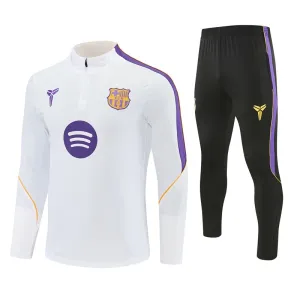 Barcelona Tréninková Souprava s Mikinou na 1/4 Zip 2026/27 Bílá