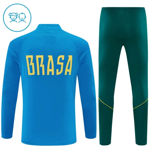 Brazílie Dětský Tréninková Souprava s Mikinou na 1/4 Zip 2026/27 Modrá