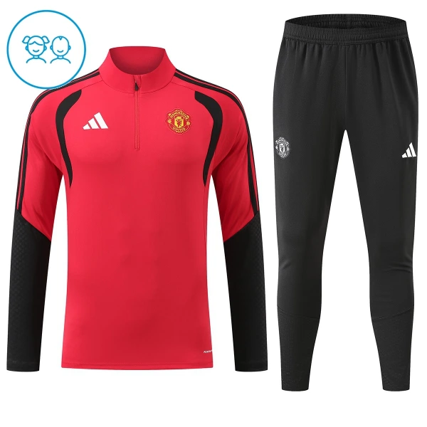 Manchester United Dětský Tréninková Souprava s Mikinou na 1/4 Zip 2026/27 Červená Manchester United Dětský Tréninková Souprava s Mikinou na 1/4 Zip 2026/27 Červená