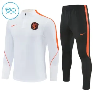 Nizozemsko Dětský Tréninková Souprava s Mikinou na 1/4 Zip 2026/27 Bílá