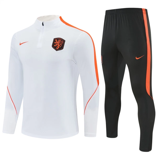Nizozemsko Tréninková Souprava s Mikinou na 1/4 Zip 2026/27 Bílá