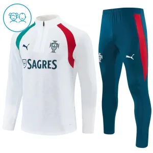Portugalsko Dětský Tréninková Souprava s Mikinou na 1/4 Zip 2026/27 Bílá