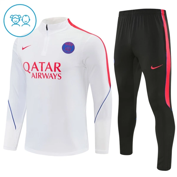 PSG Dětský Tréninková Souprava s Mikinou na 1/4 Zip 2026/27 Bílá