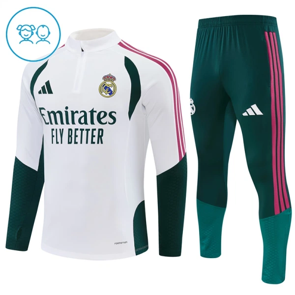 Real Madrid Dětský Tréninková Souprava s Mikinou na 1/4 Zip 2026/27 Bílá