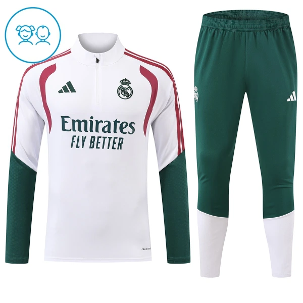 Real Madrid Dětský Tréninková Souprava s Mikinou na 1/4 Zip 2026/27 Bílá