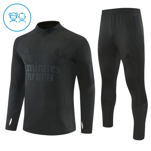 Real Madrid Dětský Tréninková Souprava s Mikinou na 1/4 Zip 2026/27 Černá